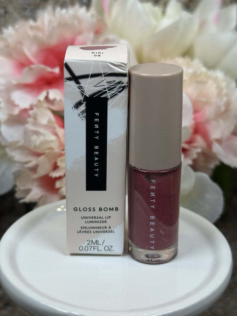 Fenty Beauty Gloss Bomb Lip Gloss, Riri 08, Shimmer Liquid Sample 0.07 fl oz NEW